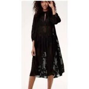 Wilfred Black Sheer Long Sleeve Dress